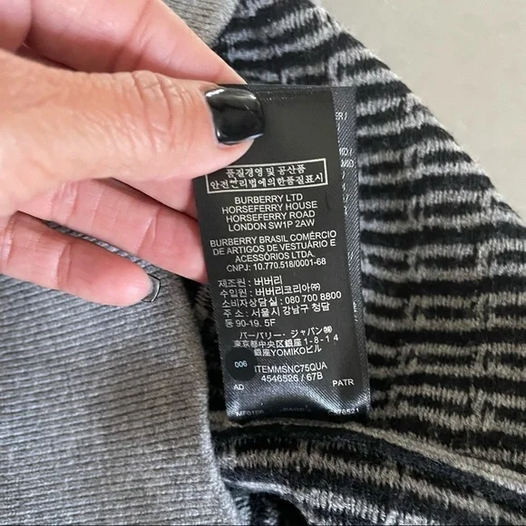 NWT BURBERRY gray black cable knit one shoulder asymmetrical sweater size XL